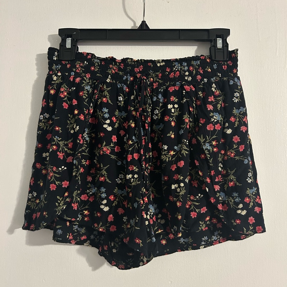 American Eagle Outfitters Black Floral High Waist Shorts